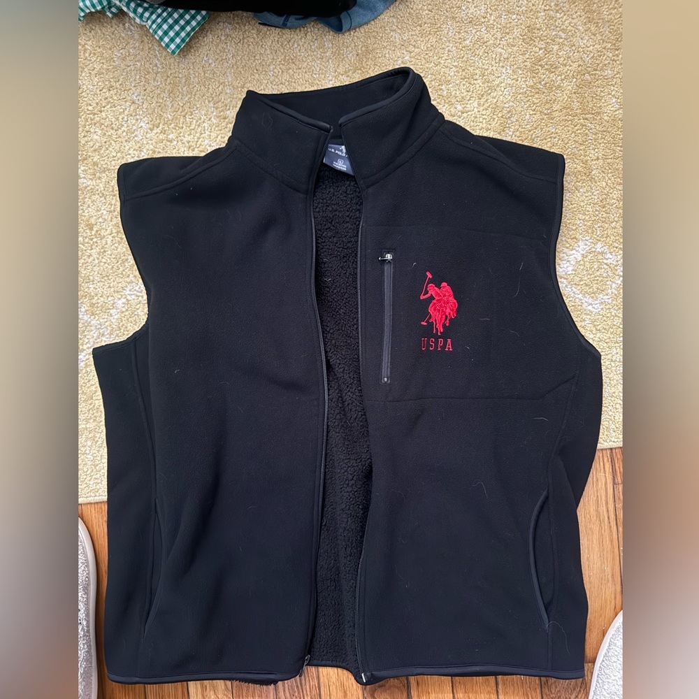 U.S. Polo Assn. Black Vest with Red Stitching